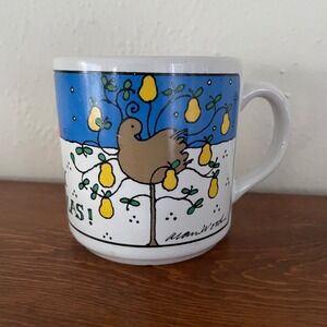 Houze Vintage 80s Alan Wood A Merry Christmas Art Coffee Mug Partridge Pear Tree